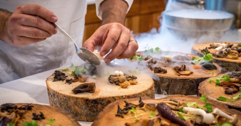 Chefs - Chef Preparing Vegetable Dish on Tree Slab